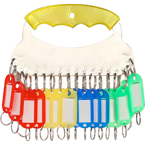 Ouliwen Key Ring Tray, Landlord Mark Number Management Keychain, Key Ring, Key Chain, Key Holder, Storage Organizer, Key Classification Tool, 18 Slots with Tags