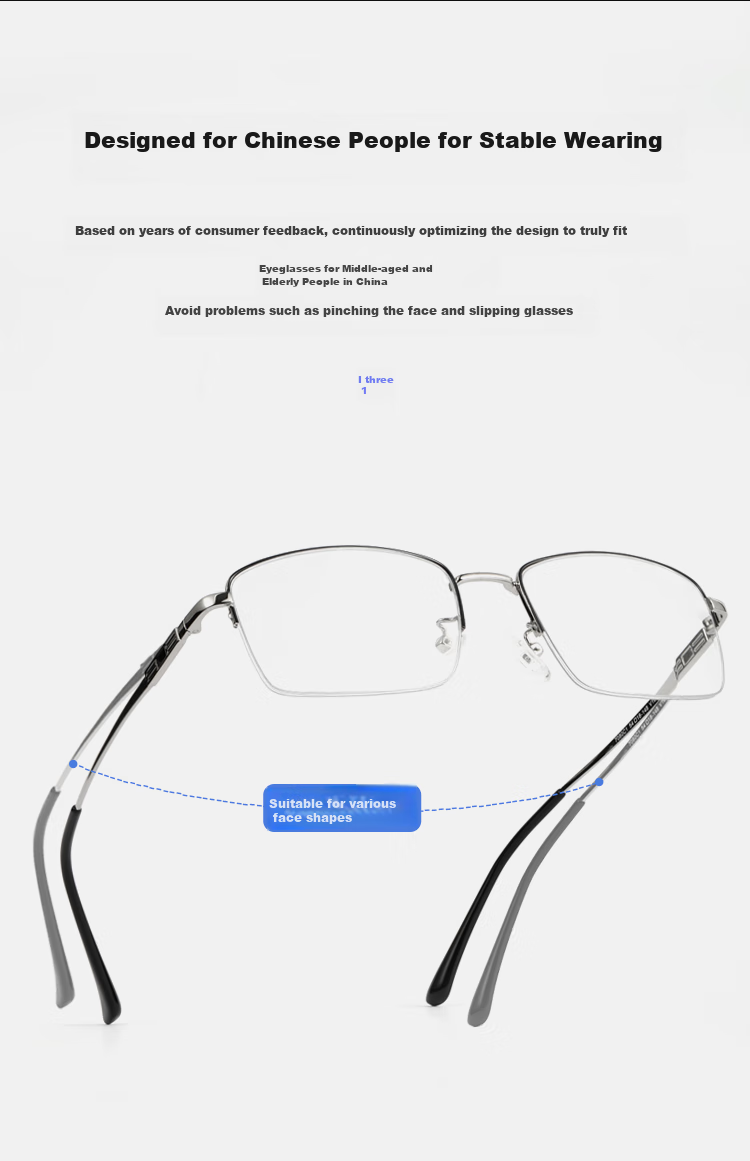 Mr.PuTian Anti-Blue Light Reading Glasses for Men And Women, Bifocal High-Definition Presbyopic Glasses for Elderly, Silver Color, 300 Degrees (65-69 Years Old) 2