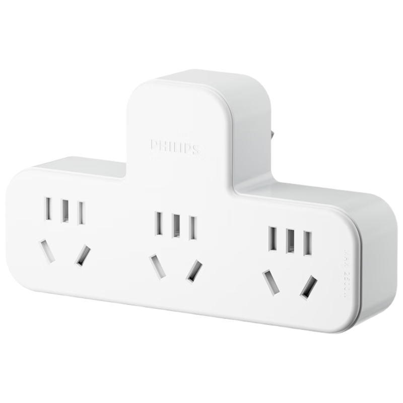 PHILIPS Socket Adapter Power Strip Dormitory Extension Socket Three-Way Wireless Control Converter Plug