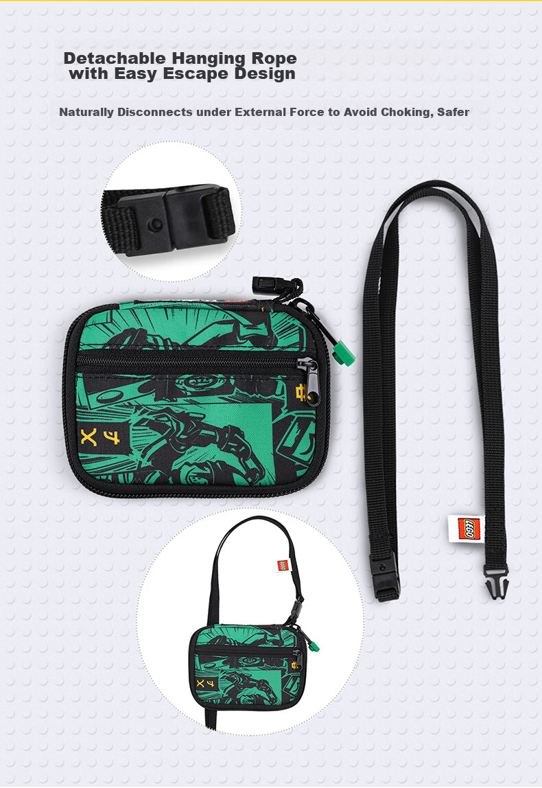 LEGO Card Holder Coin Purse Children's Bus Card Holder Neck Strap Easy-To Buckle Phantom Ninja Green 20063 7