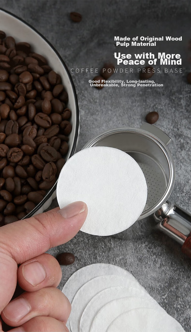 YIJUKE [100 Pieces] 60mm Moka Pot Filter Paper No. 6 Italian Coffee Maker Handle Powder Bowl Round Filter Paper 5