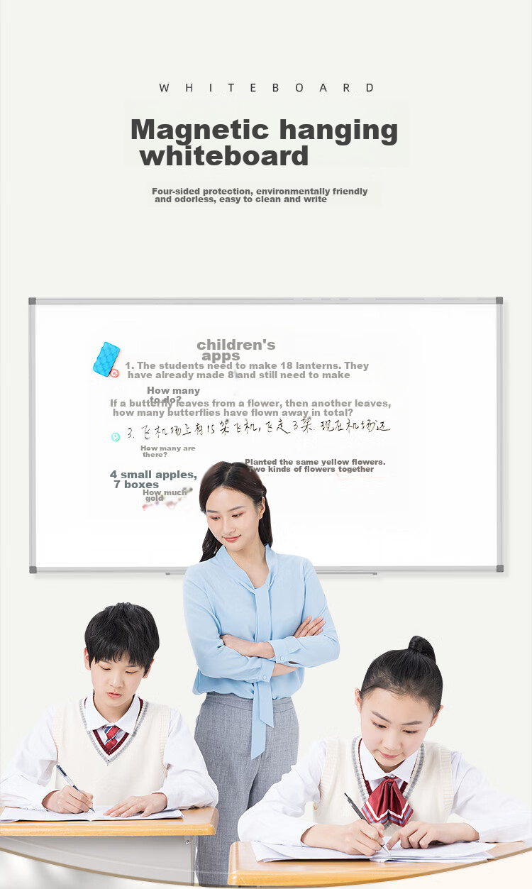 BBNEW 90*180cm Hanging Whiteboard Magnetic Writing Board for Office Meetings Home Teaching Training Hanging Blackboard (Whiteboard Eraser/whiteboard Pen/magnetic Particles) NEWX90180 3