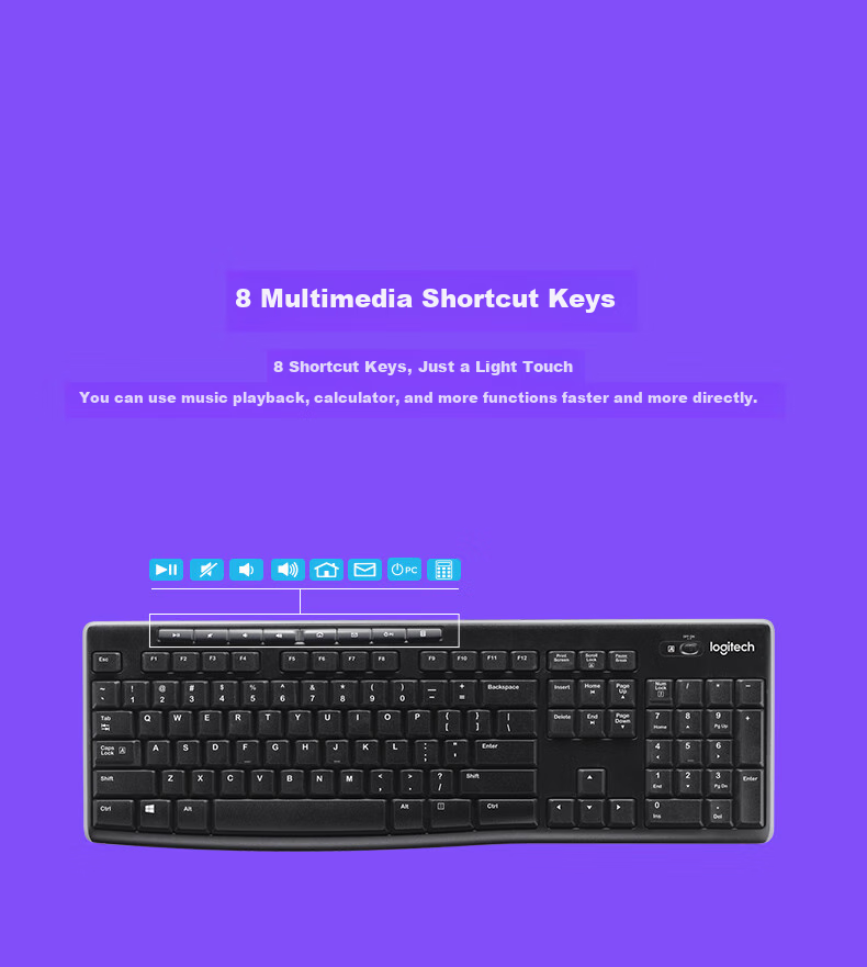 Logitech K270 [Enterprise Grade] Wireless Office Keyboard, Laptop Keyboard, Full-Size Membrane Keyboard with USB Receiver, Black [Order Bonus] 5