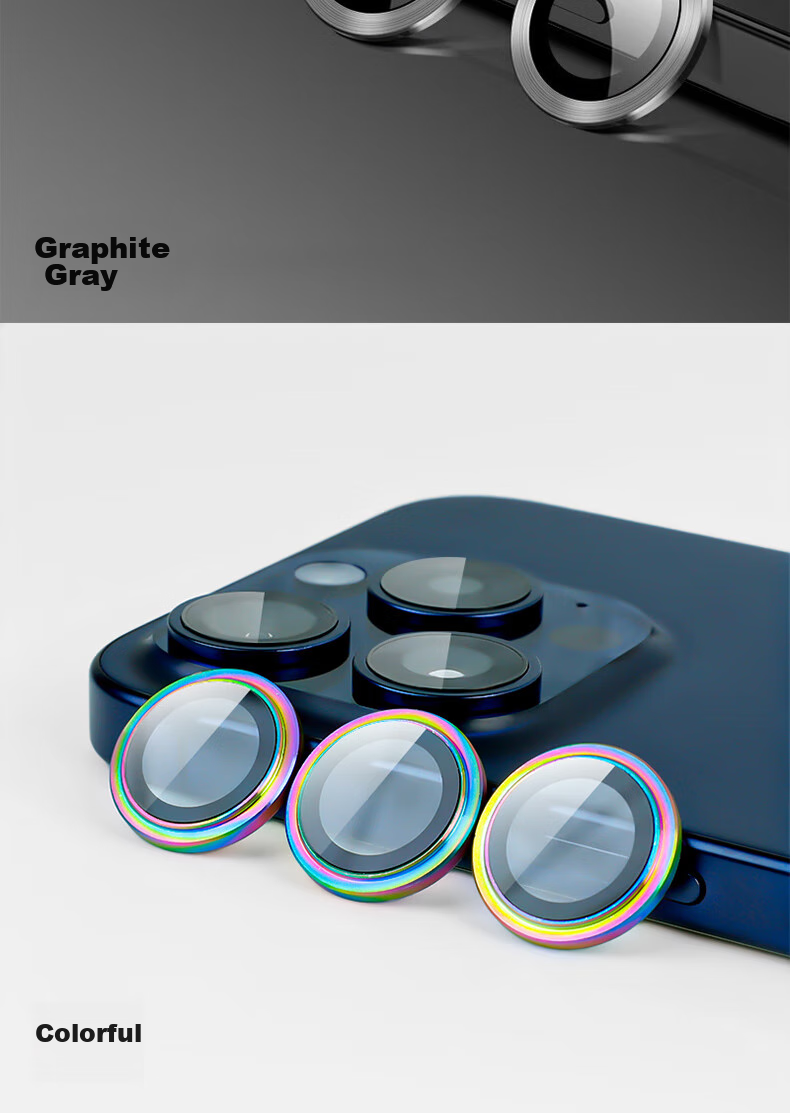 ESCASE Lens Protector for Apple IPhone 16 Pro, IPhone 16 Pro Max Tempered Glass Film, Metal Rear Camera Full Coverage High-Definition Sapphire Wear-Resistant Eagle Eye Colorful 16
