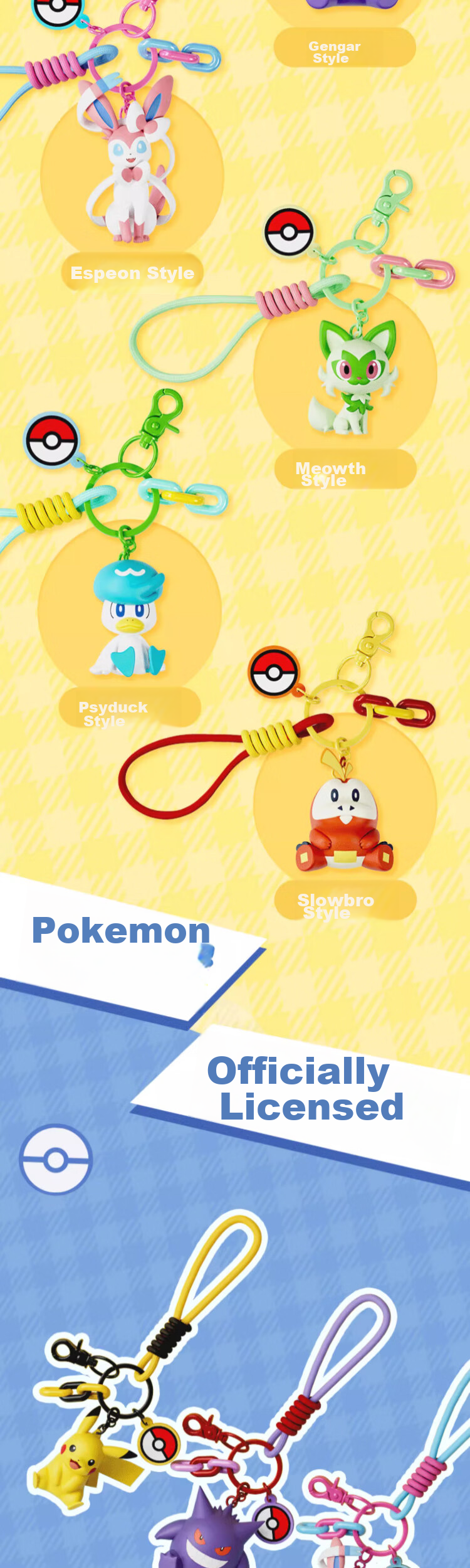 Manwu Authentic Pokemon Pikachu Keychain Pendant, Cartoon Creative Cute Ornament, Trendy Bracelet with Fragrance 2