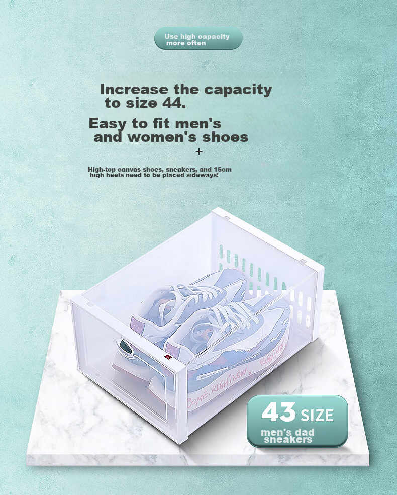 Baicaoyuan Thickened Shoe Box, Transparent Drawer-Style Shoe Storage Box, Shoe Cabinet Storage Box, Simple Shoe Rack, White, 16 Pieces 3