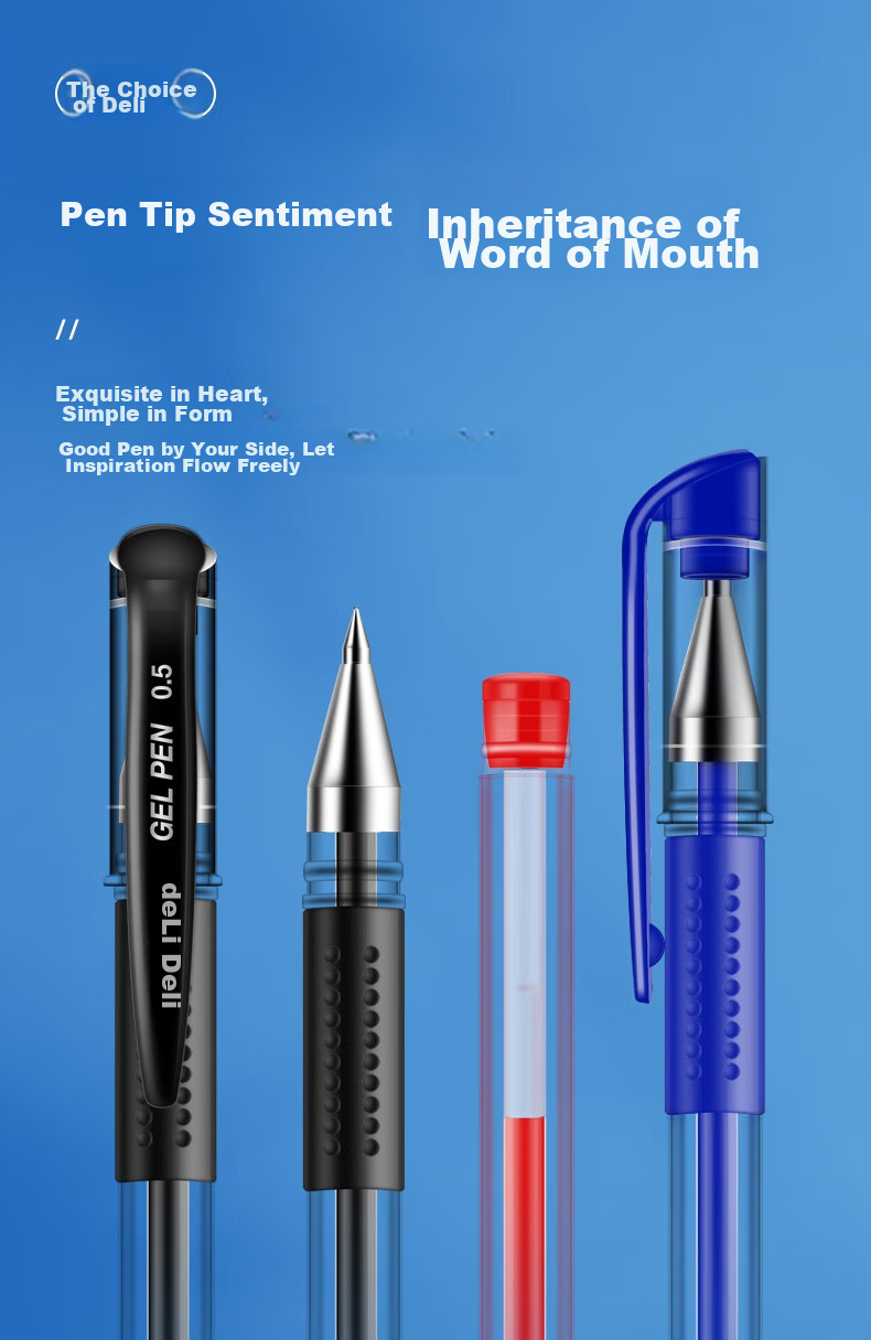 Deli Classic Office Gel Pen, Writing Pen, Office Supplies, 0.5mm Bullet Tip, 16 Black 3 Red 1 Blue, 33320 Gaokao Exam 1