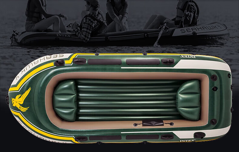 INTEX Challenger Two-Person Inflatable Boat, Thickened Rafting Kayak, Single Or Double Fishing Boat, Wear-Resistant Assault Boat 68306 6