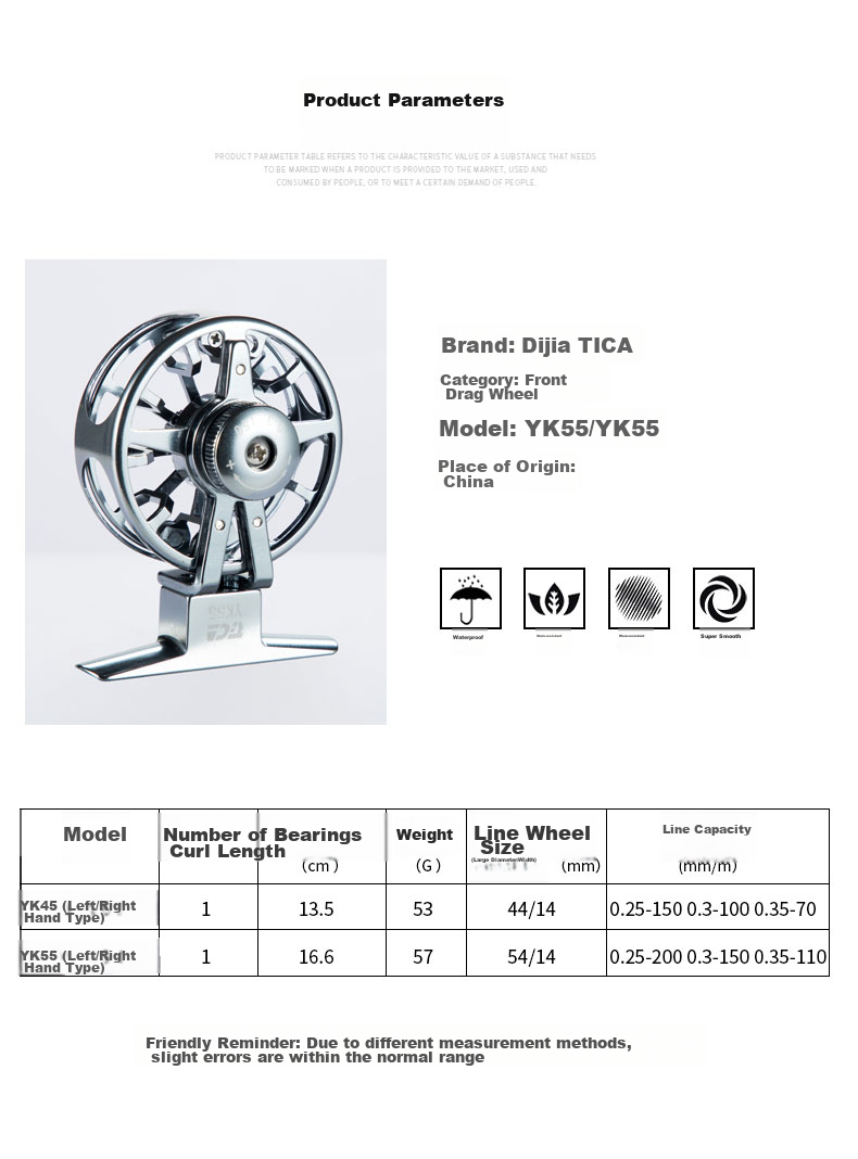 Dijia Yoke YK45 (53g), All-Metal Medium Spool Reel, Fishing Line Reel with Bait Release, Front Casting Spool, Ice Fishing Reel, Raft Reel, Fly Fishing Reel, Ultra-Light Fishing Reel, Fish Reel, Left And Right Interchangeable 8