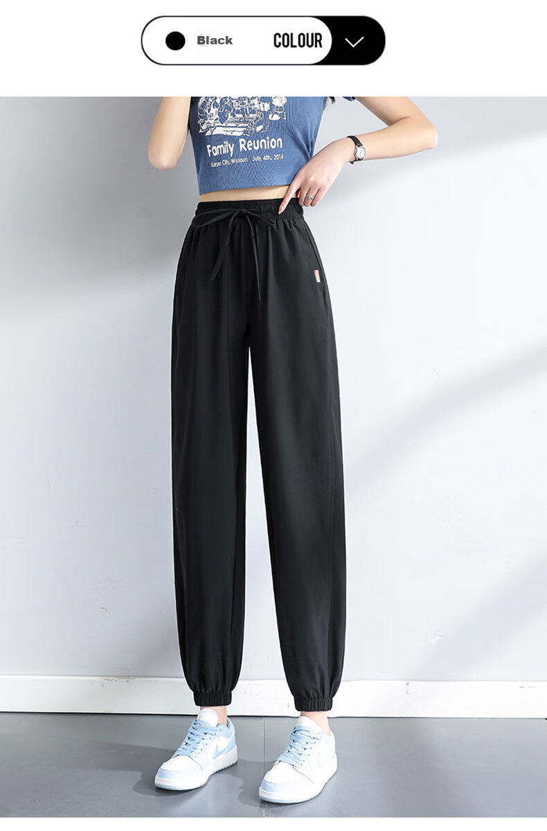 LangSha Ice Silk Sports Pants for Women, Summer Loose-Fit Joggers, Quick-Dry Thin Sun Protection Cool Lantern Pants Casual Trousers for Wome 14
