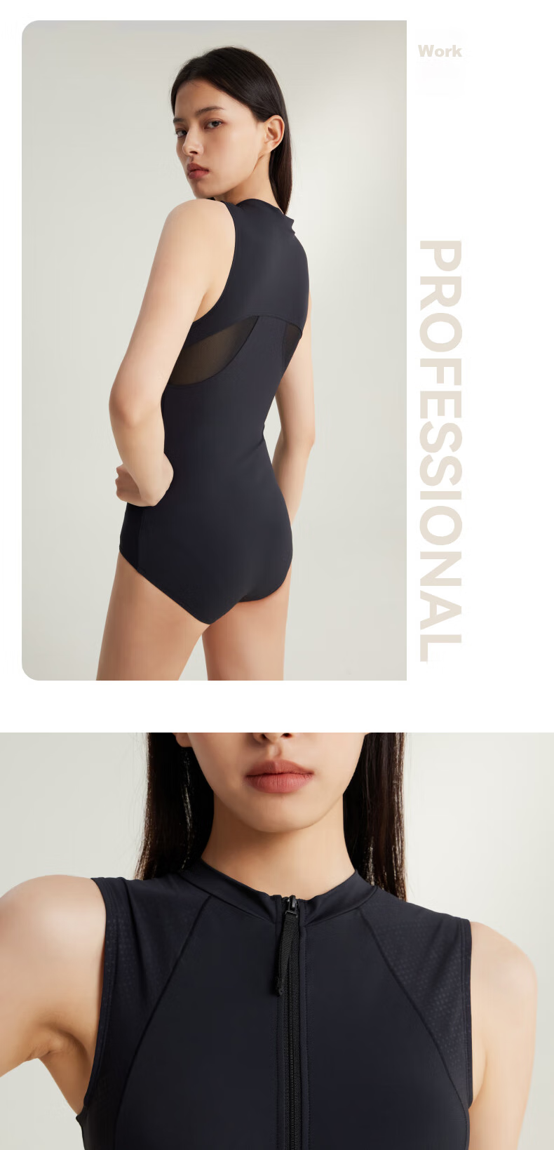 Li-Ning Women's One-Piece Swimsuit, Professional Training Triangle Swimwear, Quick-Drying, Sun Protection, Competitive Swimming Gear, 0953 White M 13