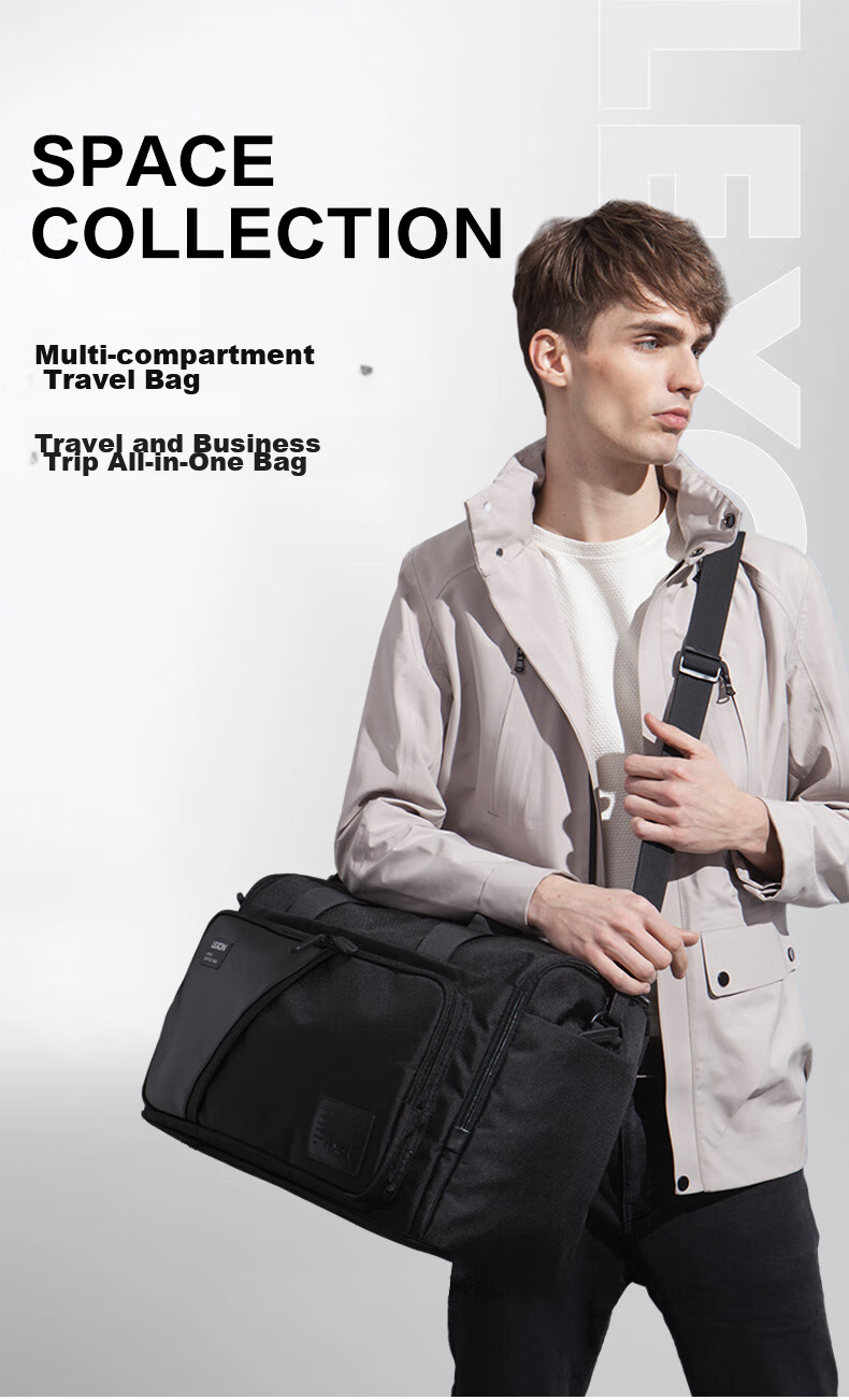LEXON Travel Bag, Men's Handheld Large Capacity, Short-Trip Business Trip, Tourism Luggage Bag, Wet And Dry Separation with Shoe Compartment, Black 1