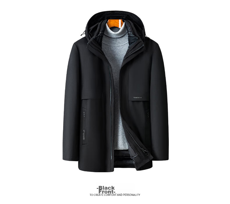 Yalu Five-In down Jacket for Men, Winter Thickened Goose down, Business Style with Detachable Inner Lining, Middle-Aged Men's Large Goose Coat 24