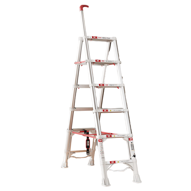 AOPENG Aluminum Alloy Folding Ladder, Household A-Frame Ladder, Extendable Six-Step Ladder with Handrails, Outdoor Portable Engineering Ladder