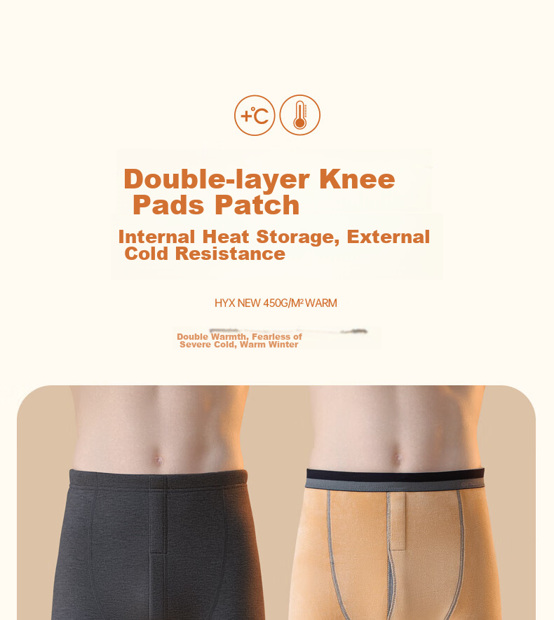 Hengyuanxiang [Down Knee Protection] Thermal Pants for Men, Fleece-Lined Thickened Cotton Long Johns Autumn Winter Warm Underwear 8
