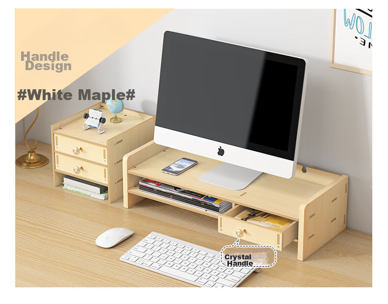 Shuranjia Monitor Riser Stand, Desktop Organizer with Drawer, Cherry Wood Color, SZ08-2 14