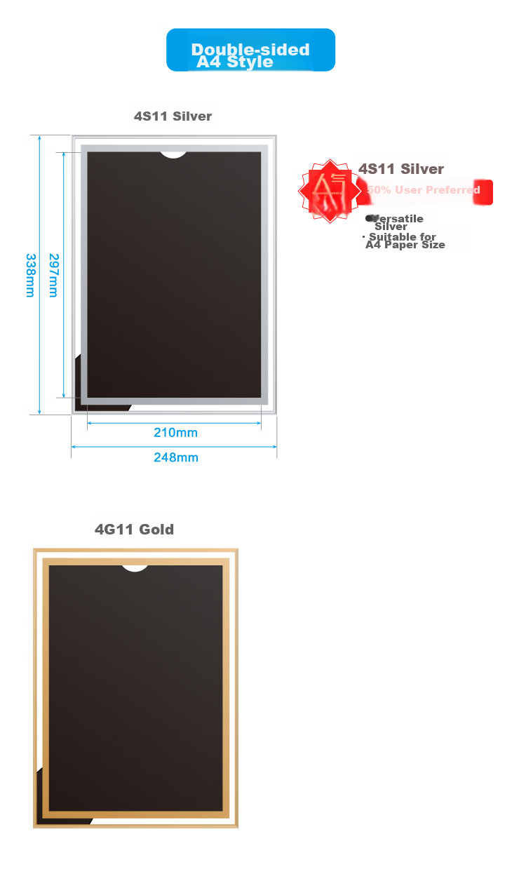 DSB (Dishibi) A4 Crystal Certificate Frame, Award Display Frame, Photo Frame, Glass Display Stand, Honor Certificate Display Frame, Business License Original Frame, Silver Floral Style, 4S12 12