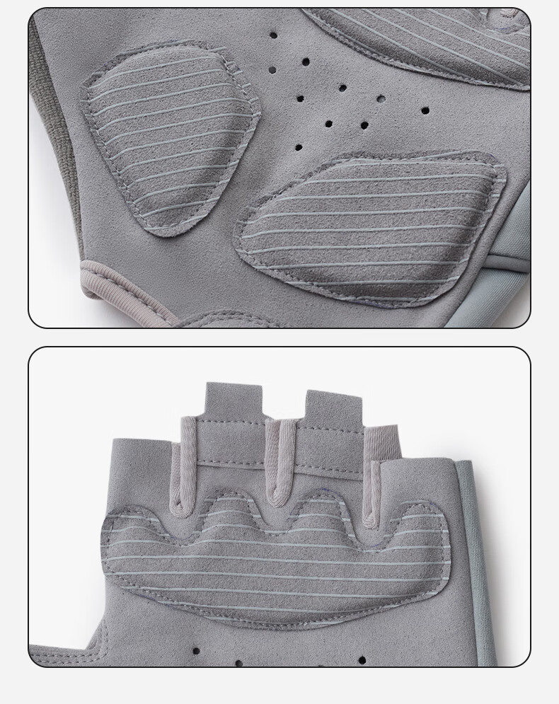 ANTA Sports Gloves, Cycling Fingerless Gloves, Warm, Shock-Absorbing, Non-Slip, Wear-Resistant, for Weightlifting, Gym Equipment, Fitness Training, Gray, Size M 12