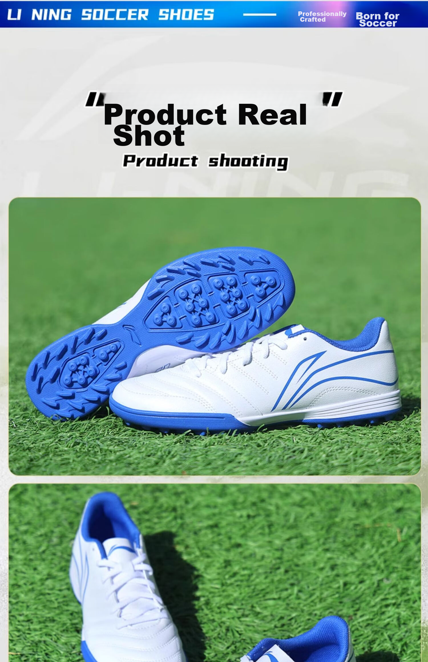 Li-Ning Soccer Shoes for Adults, Men And Women, TF Turf Cleats, Youth And Children's Professional Competition Training Summer Shoes, Non-Slip Cleated Shoes Size 42 18