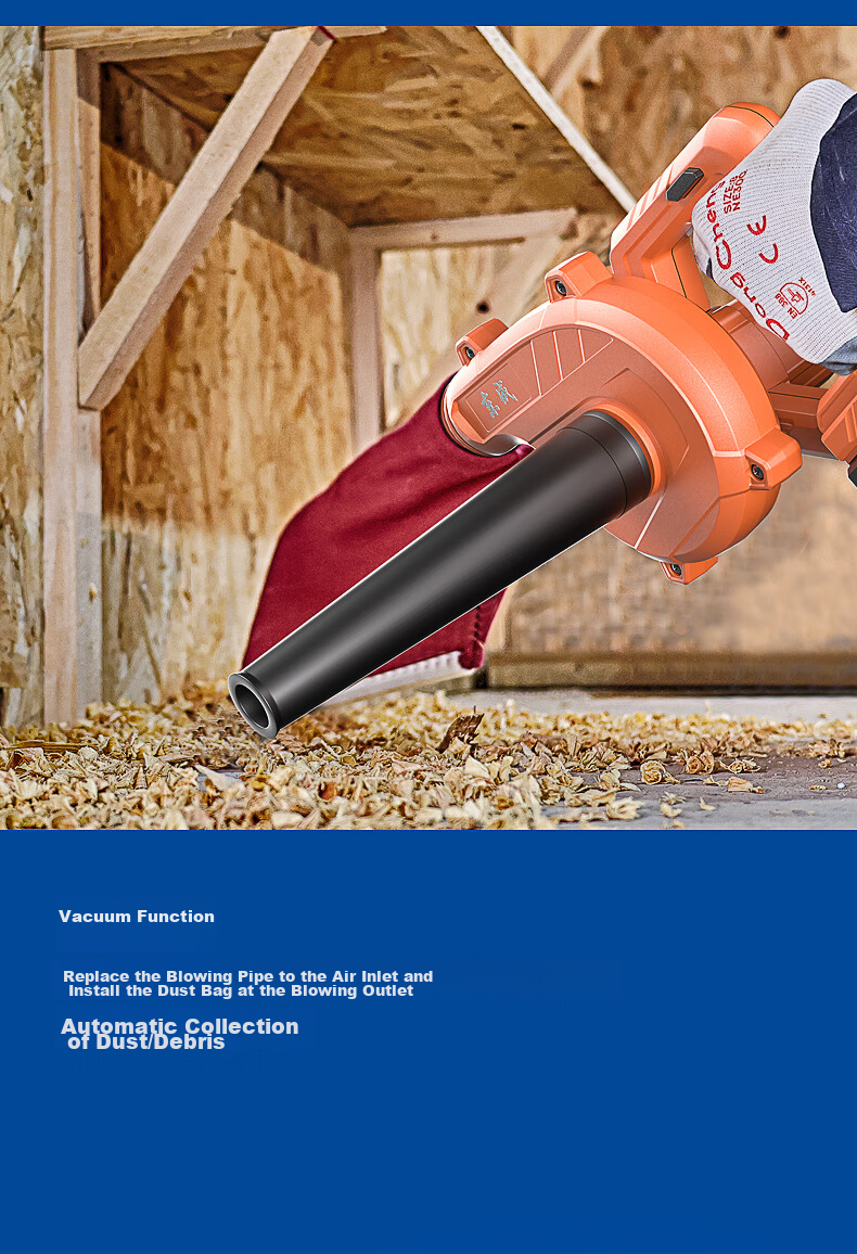 Dongcheng Lithium Battery Hair Dryer WQF02-28 Blower, 20V 2.0 Single Battery Car-Mounted Dust Blower, Powerful Household Dust Remover 6