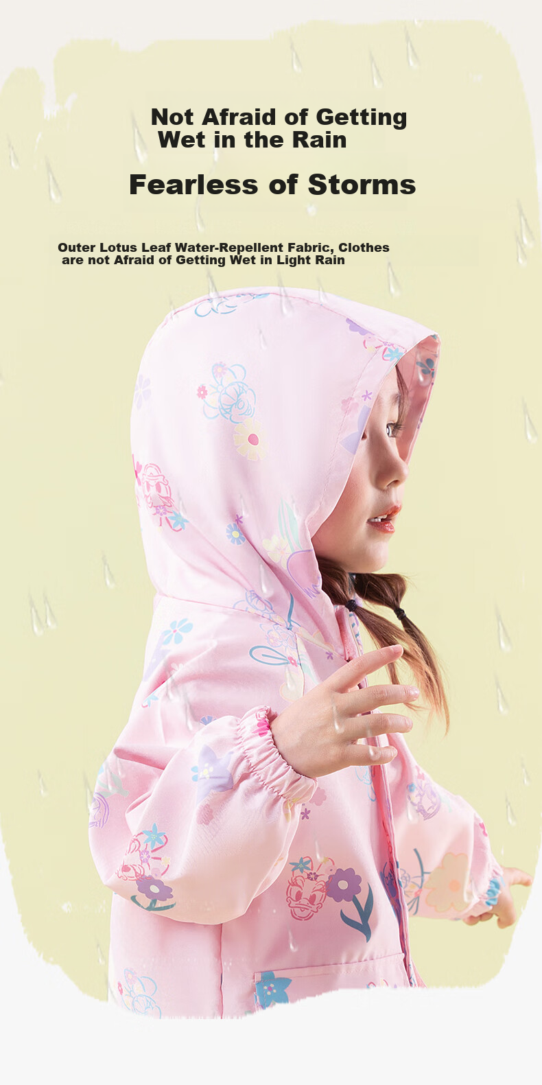 Disney Girls' Autumn Cartoon 3-in-1 Windproof Warm Durable Hooded Jacket Pink 120 5