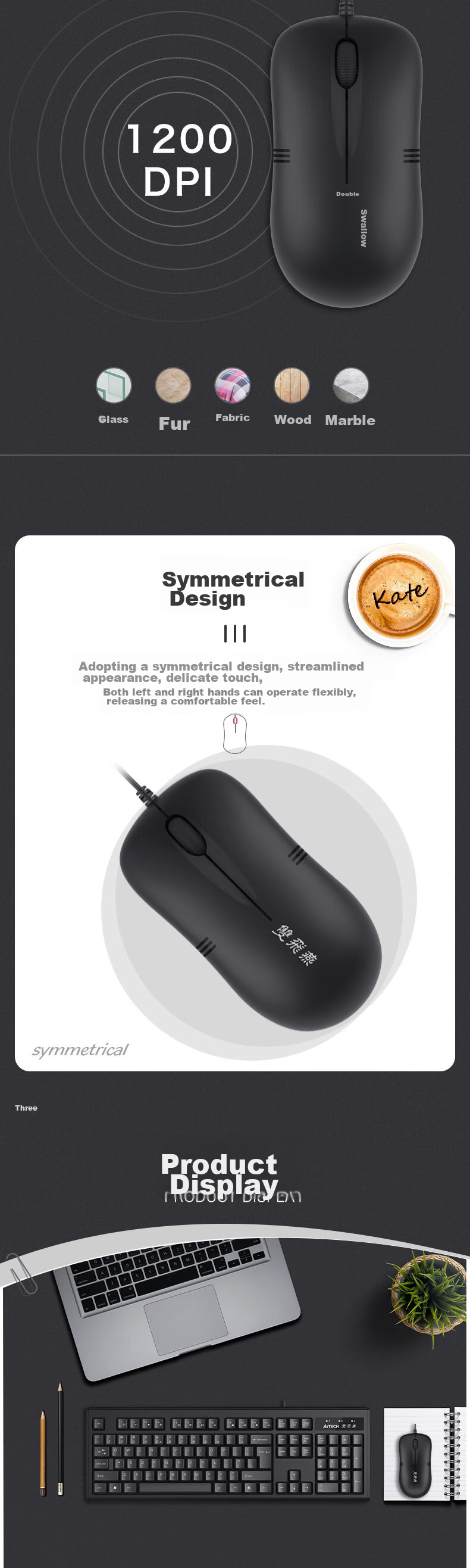 A4TECH KB-N9000, 104-Key Wired Keyboard And Mouse Set, Wired Keyboard And Mouse Combo for Computer, Black, P-Port Keyboard + U-Port Mouse, Wired 4