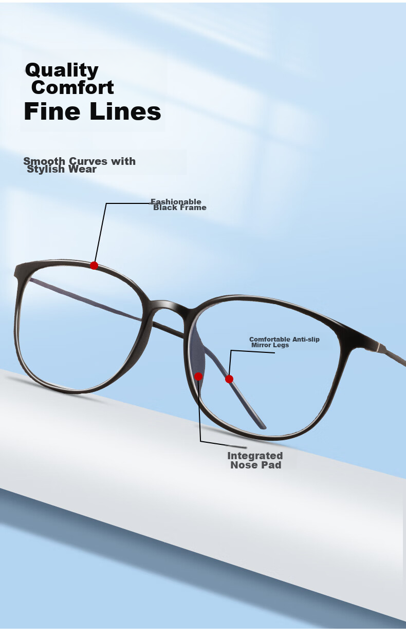 Gameking Blue Light Blocking Glasses Anti-Radiation Ultra-Light Titanium Frame Non-Prescription Myopia Glasses Frame with Prescription Lenses 8002 Transparent 2