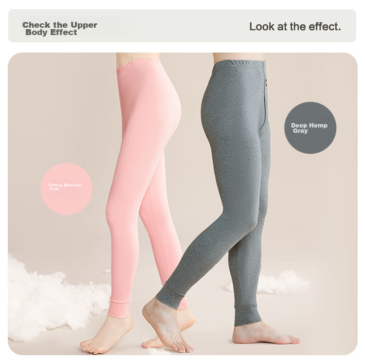 Hodo Women's Pure Cotton Thermal Underwear, Comfortable Soft Elastic Breathable Single Autumn Pants, Cherry Blossom Pink 17