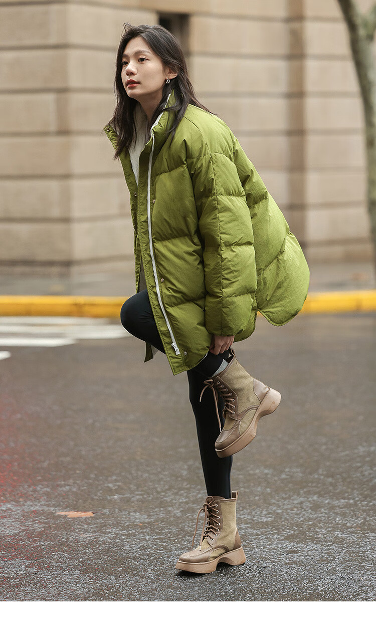 Dme [Avocado Good Mood] Winter Lightweight Stand Collar Warm 90% Duck Down Filling Versatile Women's down Jacket 15