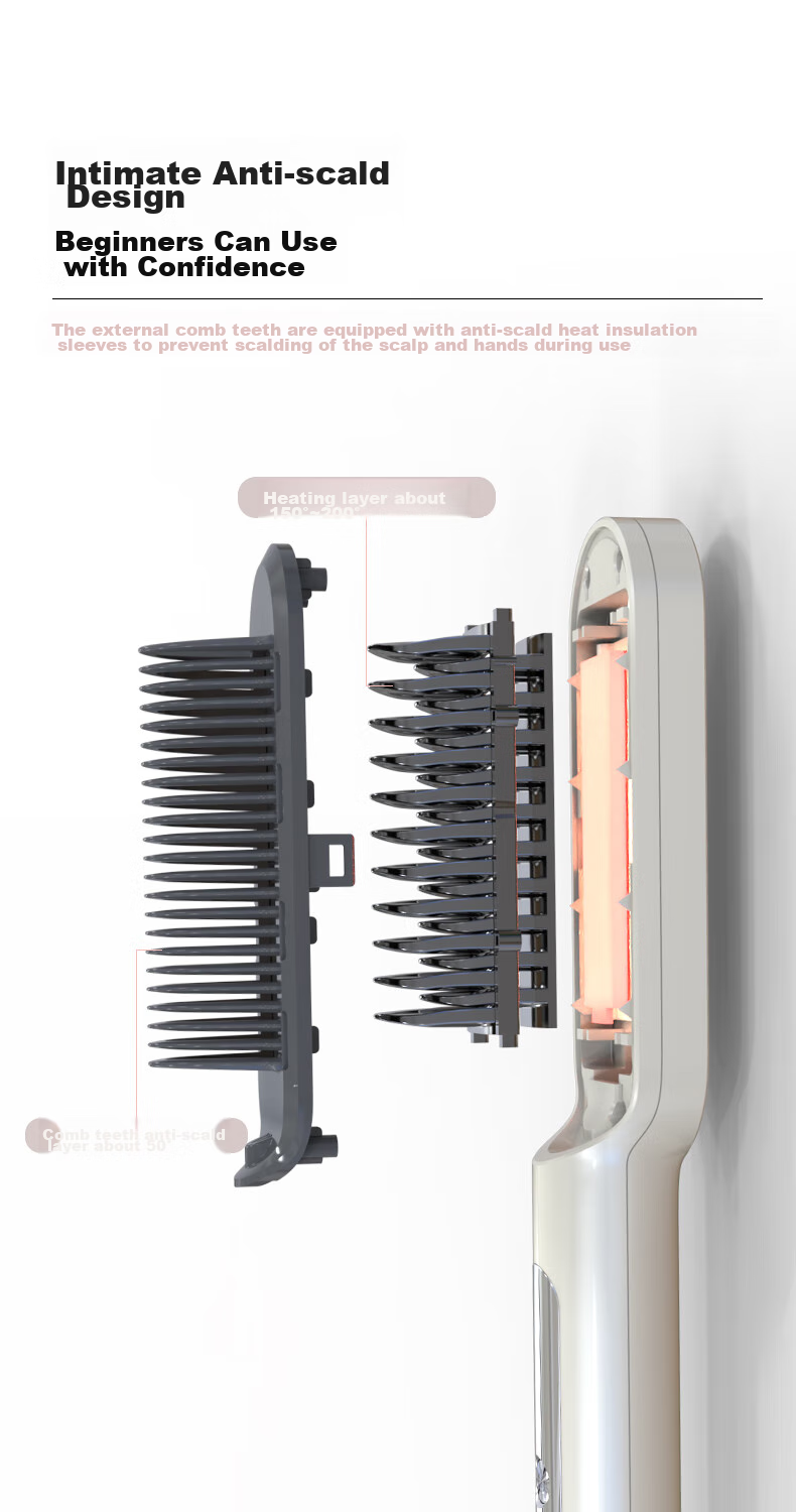 Jindao Direct Hair Straightening Brush, Negative Ion Billon Inner Curling Iron, High Crown Volumizing Corn Straightener, Moisturizing Hair Care Straightener KD380KP White Portable Mid-Autumn Festival Gift 10