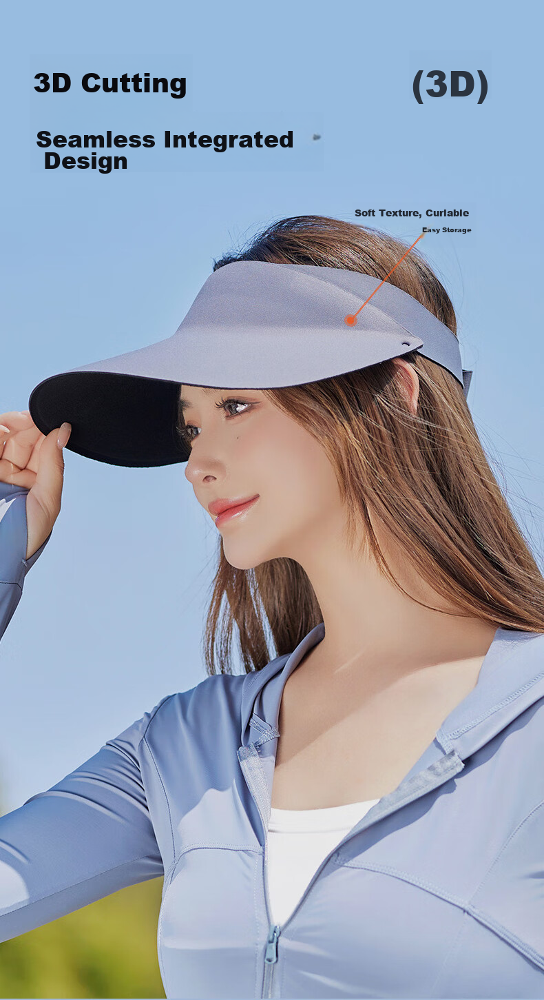 FitonTon Sun Protection Hat for Women, Sun Visor Cap, Summer Egg Roll Hat, Outdoor Running Face-Covering Seamless UV Protection Hat, Open-Top Sun Hat 5