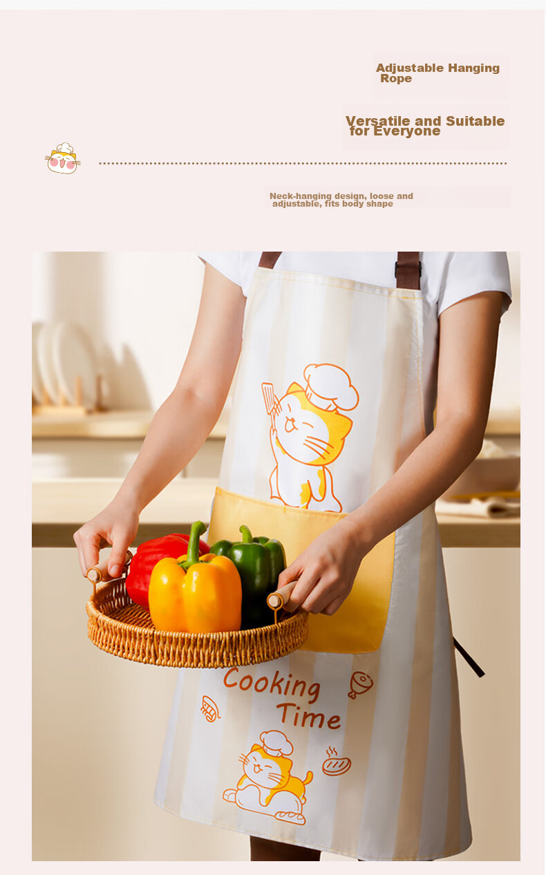 Mohuanchufang Apron, Household Kitchen Cooking Waterproof And Oil-Proof, Housework Cleaning, Female Catering Work Uniform 7
