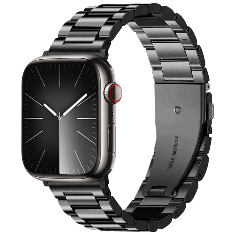MSSM Compatible Apple Watch Band, Metal Stainless Steel IWatch Strap, S12/11/ultra4/10/9/SE3 Three-Bezel Stainless Steel Band - Graphite Black, 49/46/45/44MM
