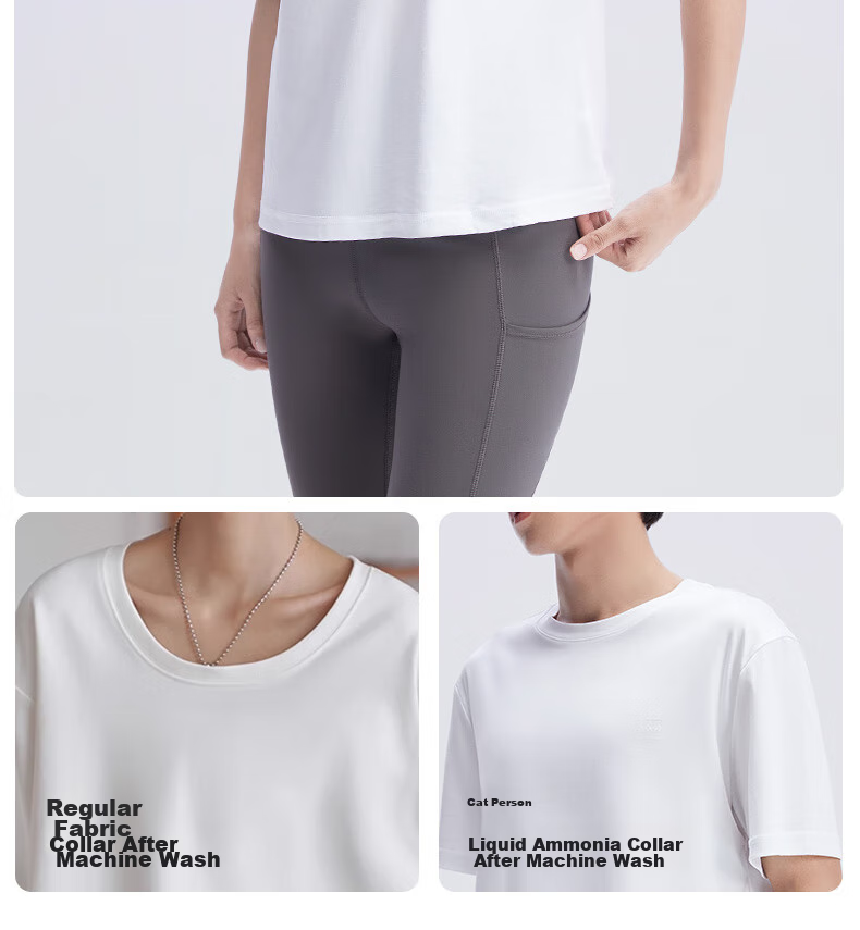 MiiOW Unisex T-Shirt, Liquid Ammonia Pure Cotton, White Short-Sleeve Round Neck, Thin Casual Sporty Base Layer 12