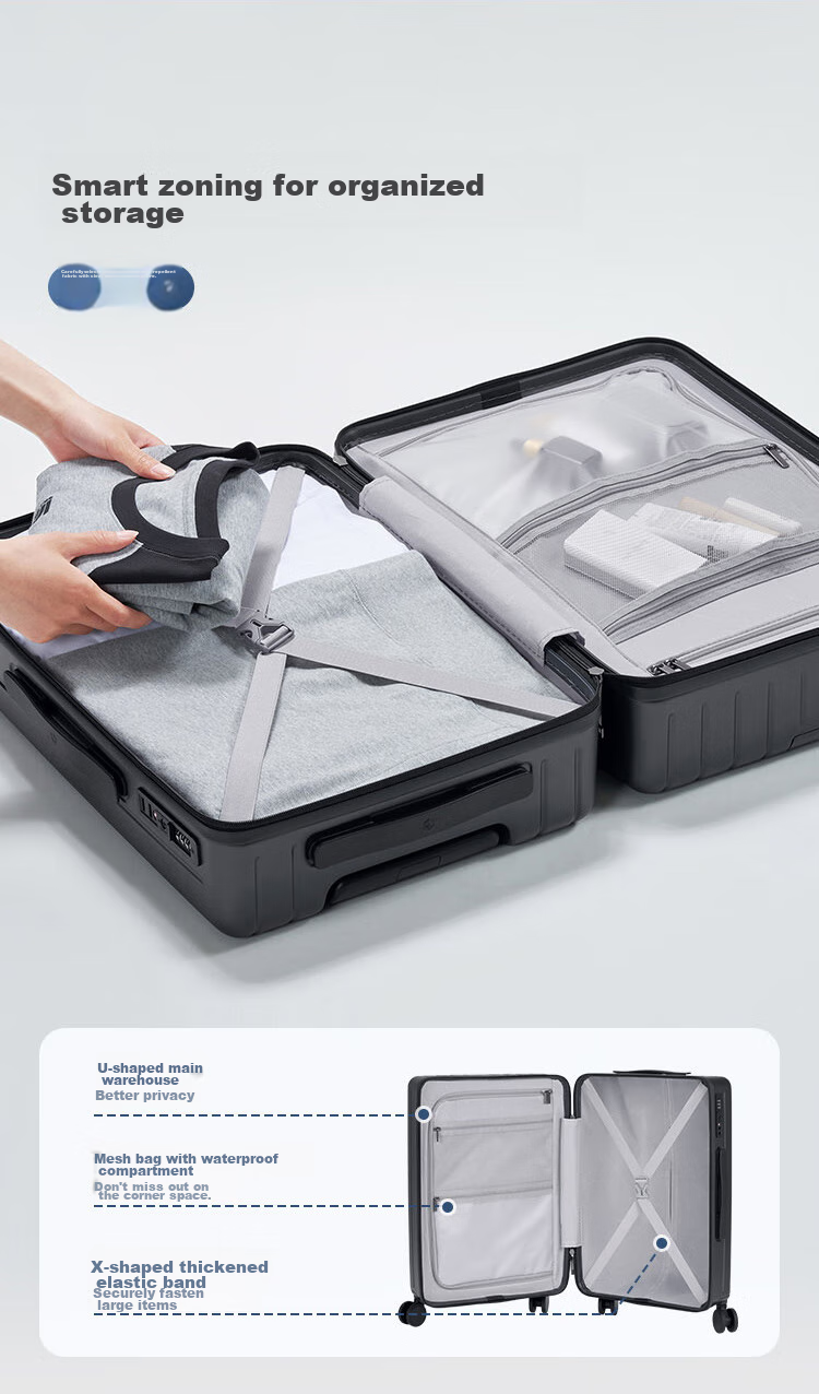 JD Original German PC Large Capacity Suitcase for Men And Women, Carry-On Luggage, Travel Case, Cloud White, 20 Inches 11