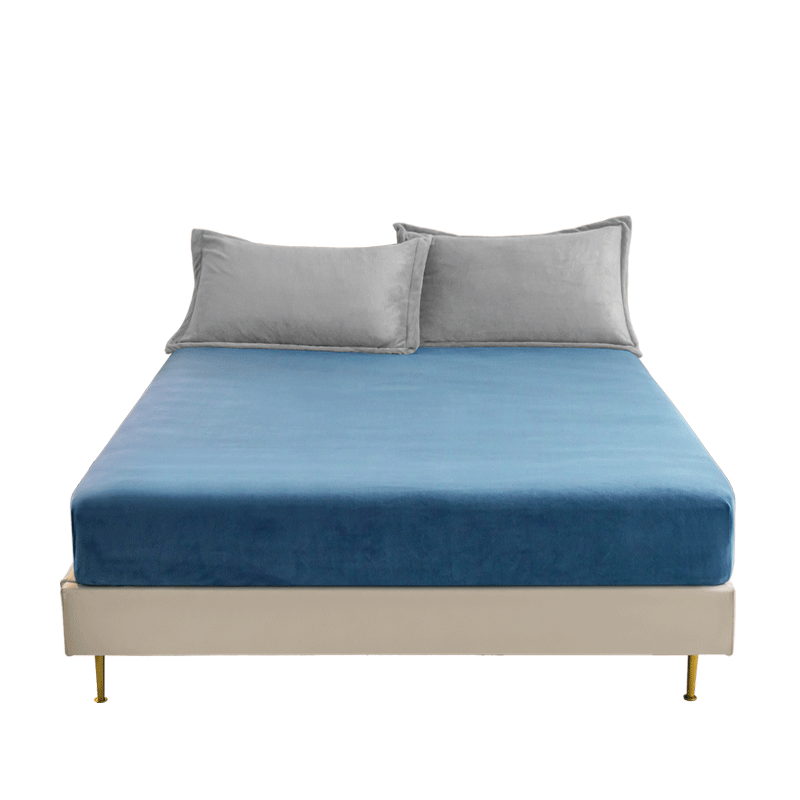 JD Original 220g Thickened Milk Velvet Fitted Sheet, Non-Static A-Class Autumn And Winter Bed Cover Mattress Protector, for 1.5-Meter Bed, Haila