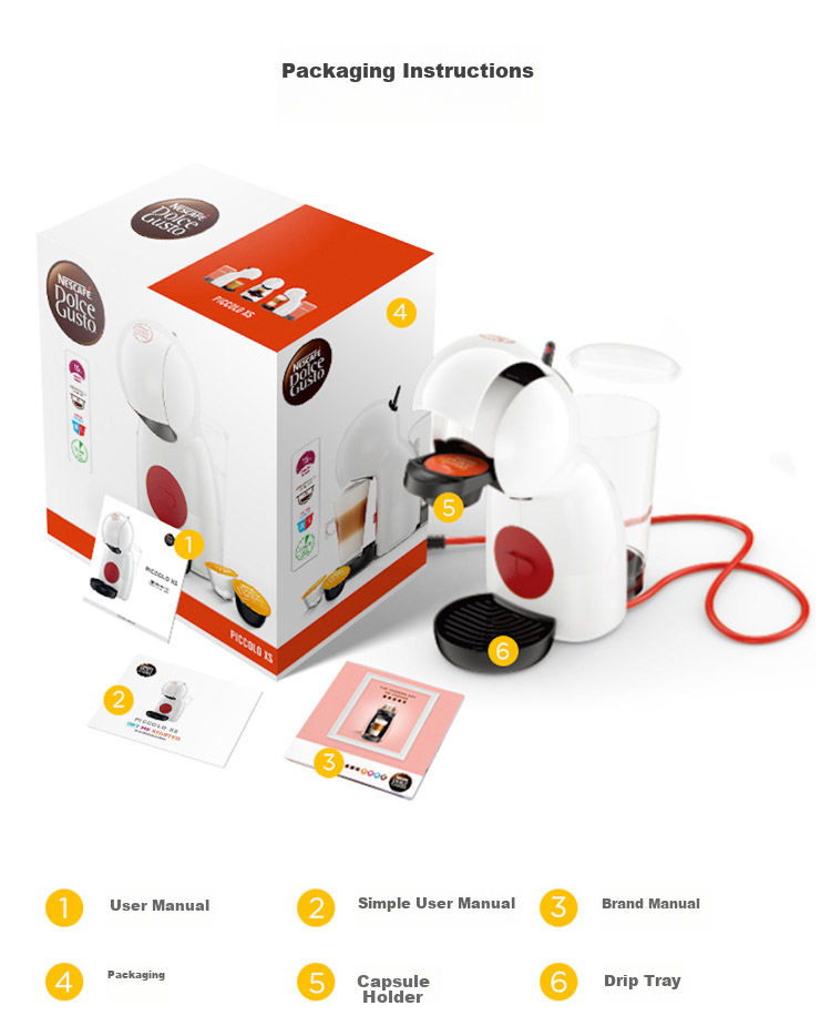 DOLCE GUSTO, Nestle, Semi-Automatic Portable Capsule Coffee Machine, Piccolo XS White, Home And Office Entry-Level Model 12