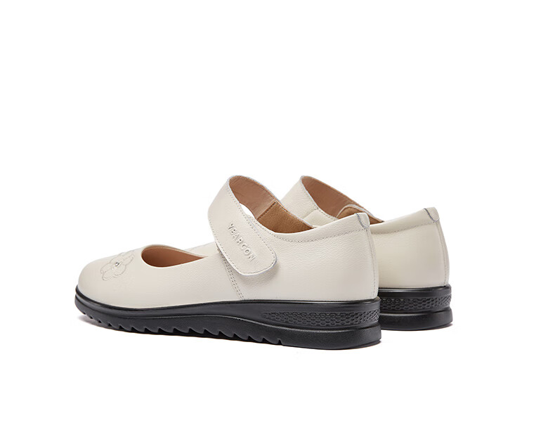 Yierkang Mom Shoes Soft Sole Comfortable Middle-Aged Elderly Women's Single Large Size Shoes 26555W Beige 36 15