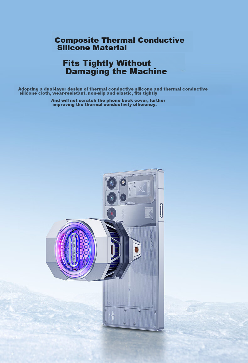 Nubiyahongmo Cooler 6, Temperature Reduction up to 44°C, Gaming And Live Streaming Cooling Back Clip, Phone Cooling Device, Intelligent Temperature Control, Overclocking Cooling, Suitable for Apple 17 Pro, Black Shark, IQOO, Gift-Giving 9