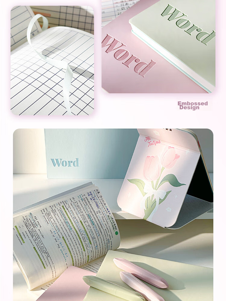Class 3 Grade 2 A7 70-Page Vocabulary Notebook Set of 4 English Recitation Notebooks Ebbinghaus Memory Curve Writable Pocket Notebooks for Exam, Korean, Japanese, Small Notebooks Set of 4 8