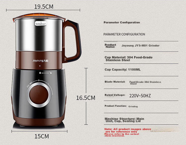 Joyoung Grinder, Home Food Processor, Grain Dry Grinding Machine, Ultra-Fine Electric Stainless Steel Powder Maker, Chinese Herbal Medicine Small Grinder JYS-M01 13