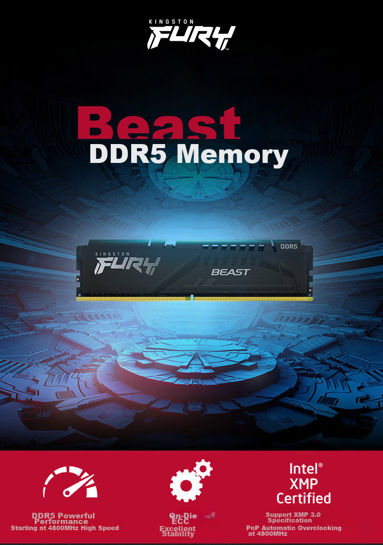 Kingston FURY 16GB DDR5 5600 Desktop Memory Module, Beast Series, HyperX 1
