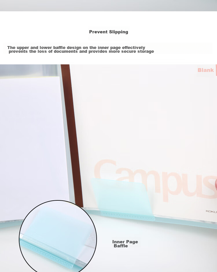 KOKUYO A3 Document Folder with Folding Design, Pastel Cookie Color, Blue, 20 Pockets, 1 Inner Page, 180-Degree Flat-Laying, Non-Slip Partitio 1