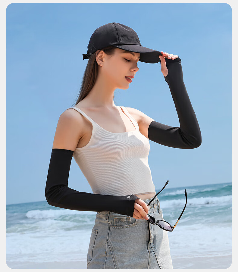 UV100 Women's Cooling UV Protection Arm Sleeves Summer Outdoor Cycling Thin Ice Silk Arm Guards 23568 Pearl Gray L 10