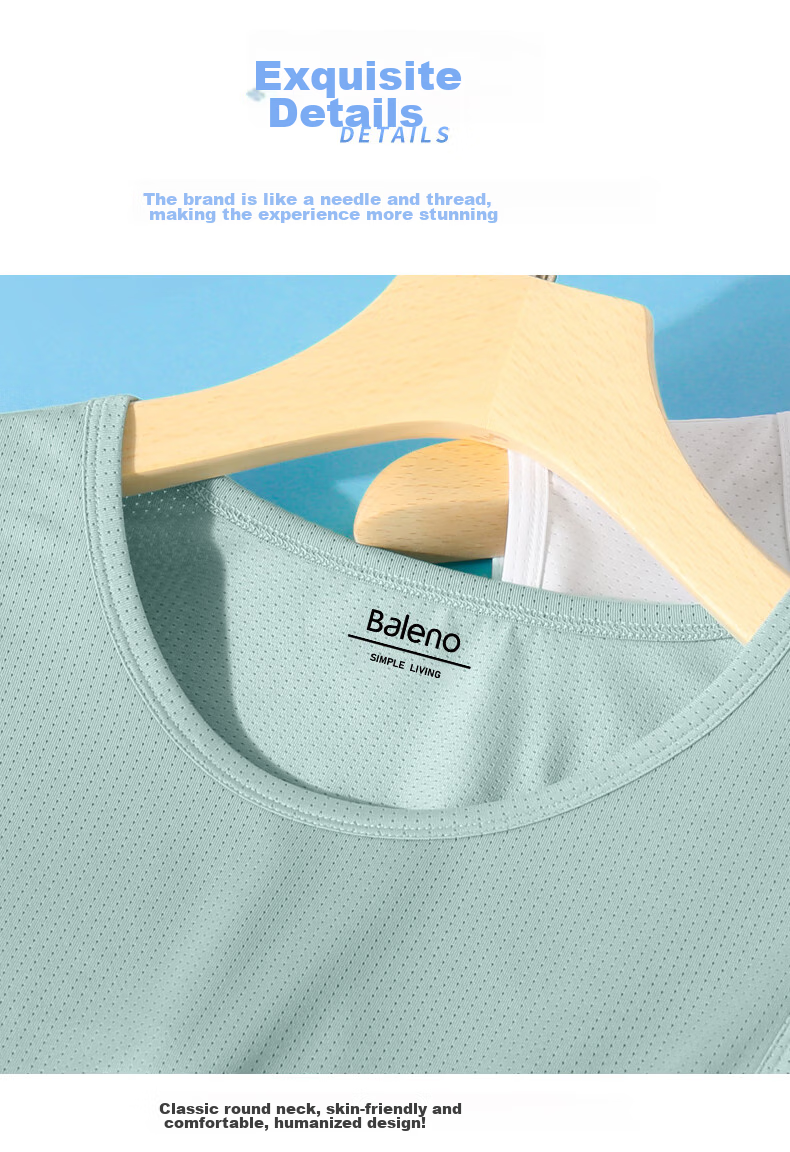 Baleno Men's Summer Vest, New Mesh Breathable Ice Silk Cool Basketball Sports Round Neck Sleeveless Casual Outdoor Quick-Dry Undershirt 25