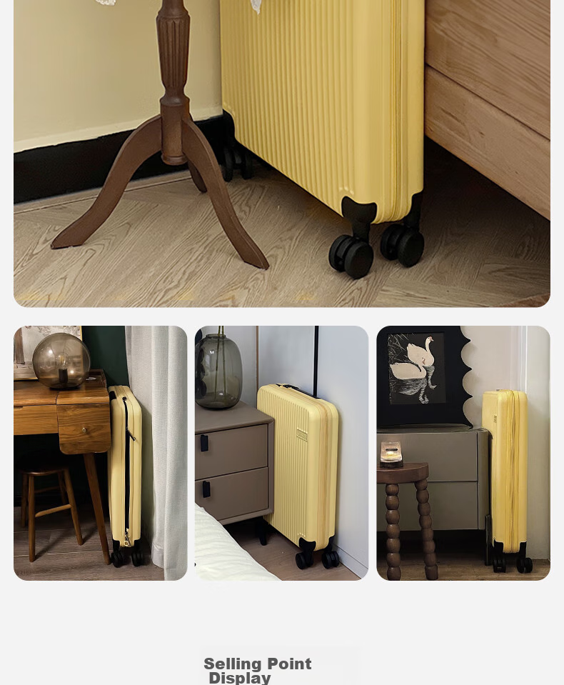 CONWOOD Foldable Travel Suitcase, Spinner Wheels Luggage, TSA Approved Trolley Case, Space-Saving PC243, Cream White, 26 Inches 6