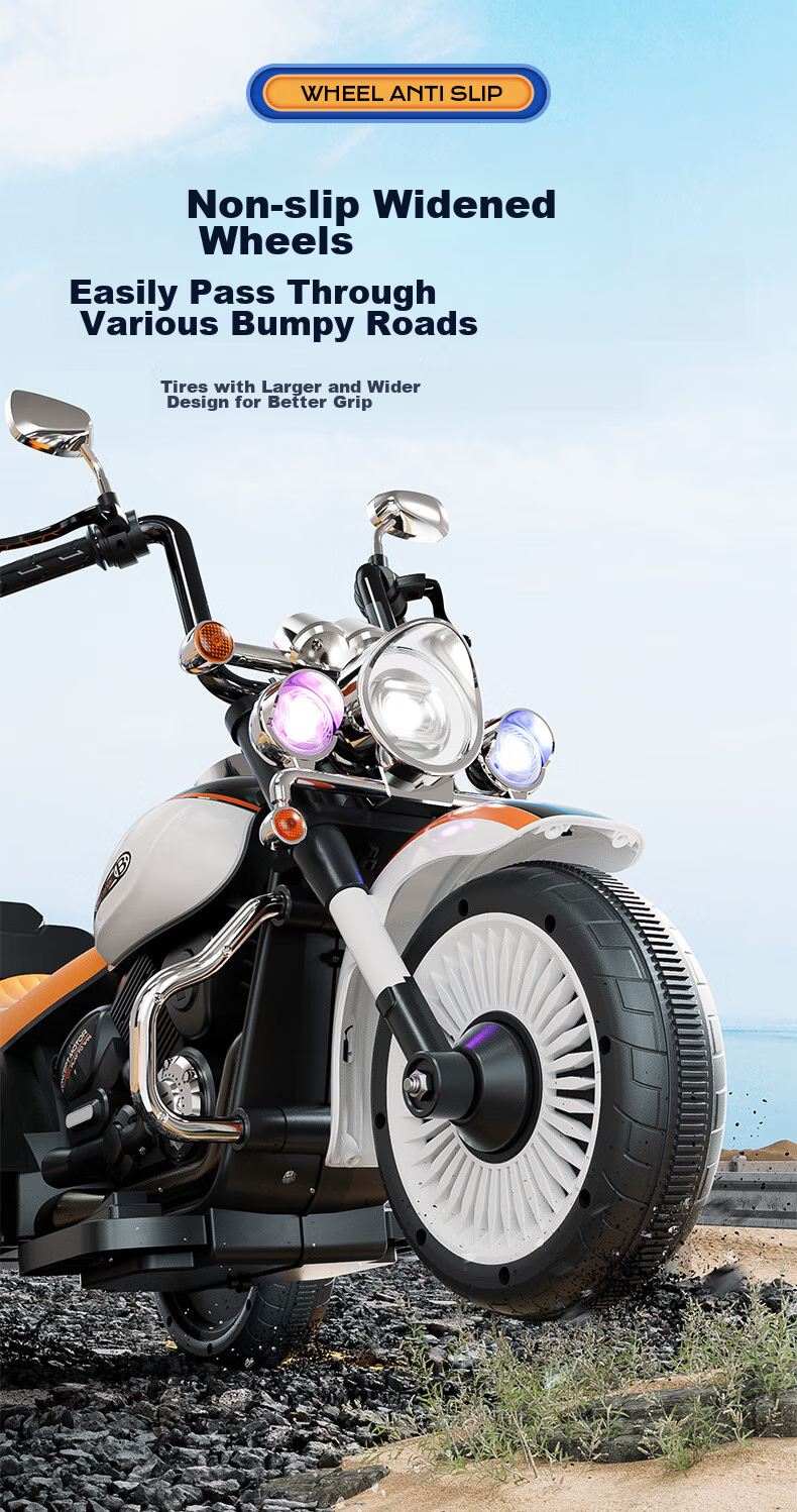 Babamama Children's Electric Motorcycle Tricycle for Ages 3-10, Rideable Police Car Toy for Boys And Girls, Baby Gift Vehicle 11