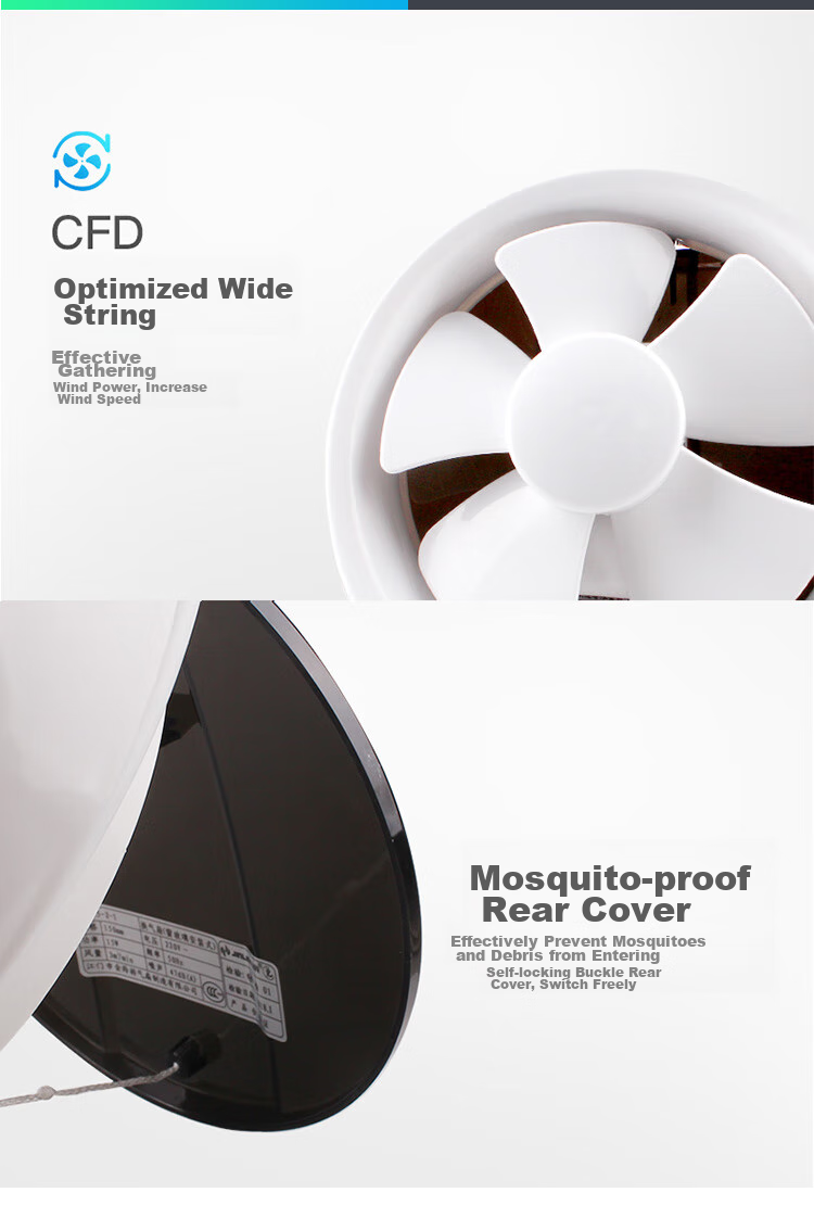 JINLING Window Exhaust Fan, Bathroom Ventilation Fan, Kitchen Powerful Extractor, Low Noise Exhaust Fan, 8-Inch APC20-3 9