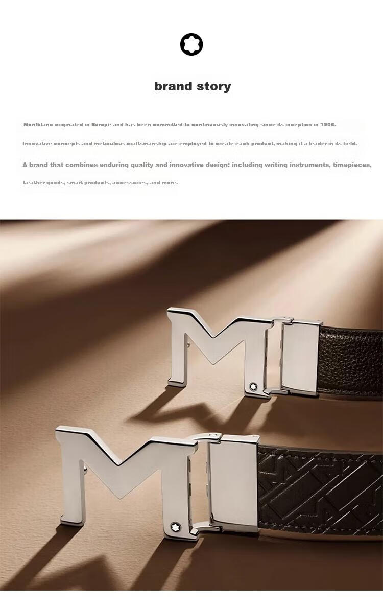 MONTBLANC MONTBLANC Leather Buckle Automatic Buckle Black Single-Sided Belt, 3cm, 118421, Mid-Autumn Festival Gift 13