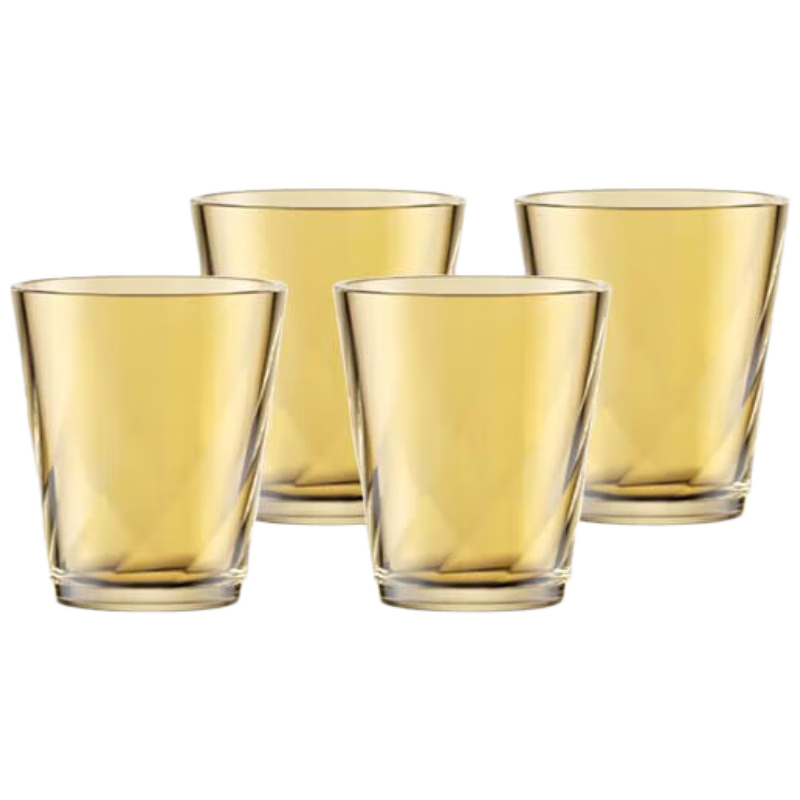 VISIONS Crystal Glass Tumbler Set of 4 High Borosilicate Heat-Resistant Cups for Water, Milk, Juice, Cold Drinks [Clearance Sale]
